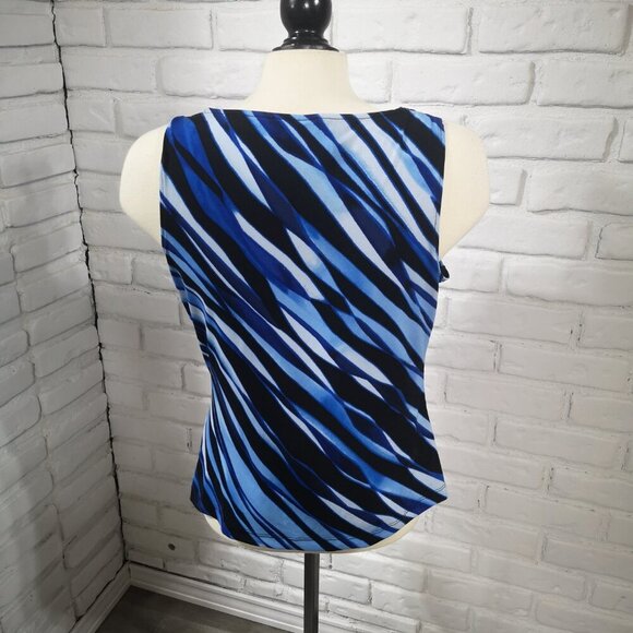 2 / $30.00 -Calvin Klein Ladies Size Large Blue & Black Cowl Neck Sleeveless Top - Picture 2 of 7
